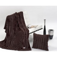 Sahara 834 Throw + Bonus Cushion Set Marron Brown